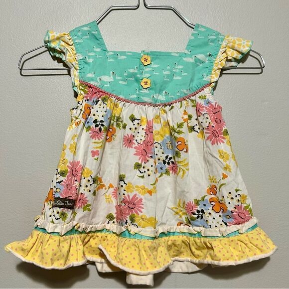 MATILDA JANE Four Square Shabby Tunic The Adventure Begins Floral Swans, Size 4 - Picture 8 of 8